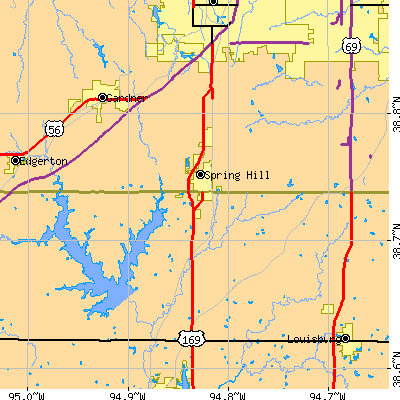 Zip code 66083 close-up map