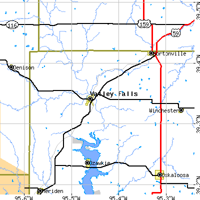 Zip code 66088 close-up map
