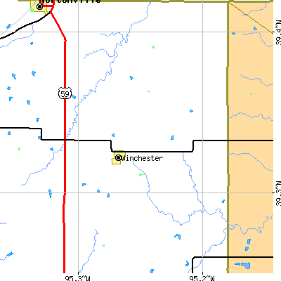 Zip code 66097 close-up map