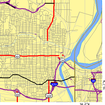 Zip code 66101 close-up map
