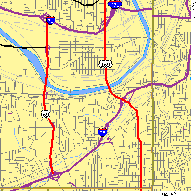 Zip code 66103 close-up map