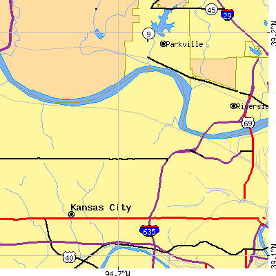 Zip code 66104 close-up map
