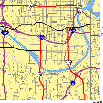 Zip code 66105 close-up map