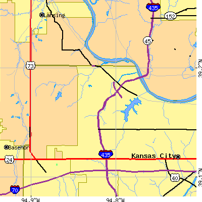 Zip code 66109 close-up map
