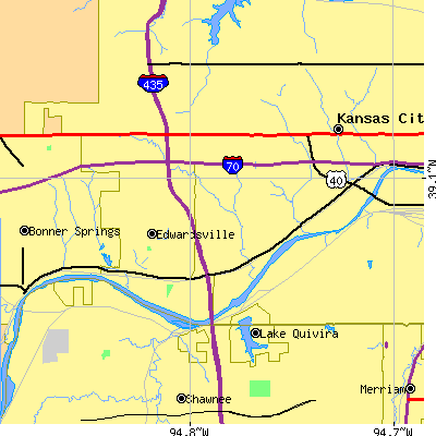 Zip code 66111 close-up map