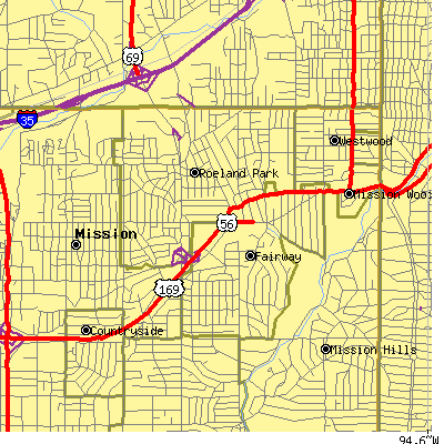 Zip code 66205 close-up map