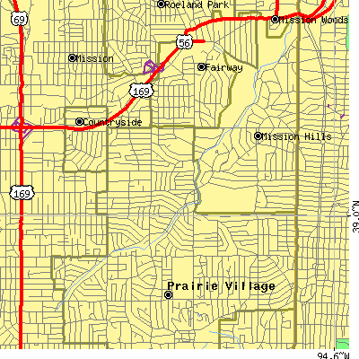 Zip code 66208 close-up map