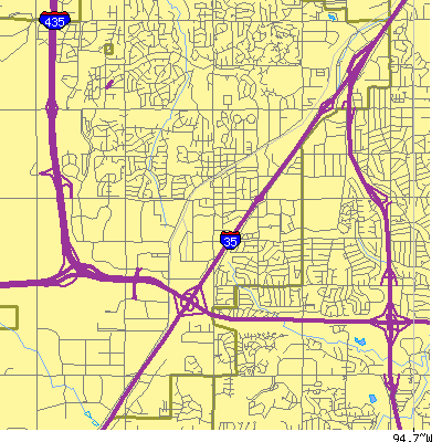 Zip code 66215 close-up map