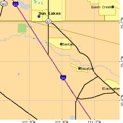Zip code 85247 close-up map