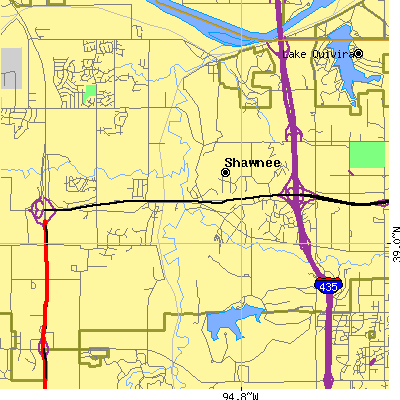 Zip code 66218 close-up map