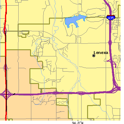 Zip code 66220 close-up map