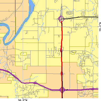 Zip code 66227 close-up map