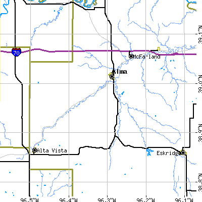 Zip code 66401 close-up map