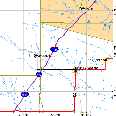 Zip code 66413 close-up map