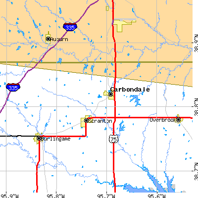Zip code 66414 close-up map