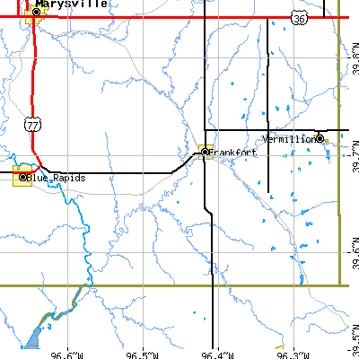 Zip code 66427 close-up map