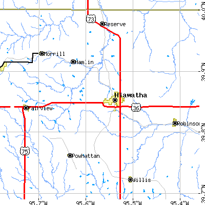 Zip code 66434 close-up map