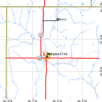 Zip code 66508 close-up map