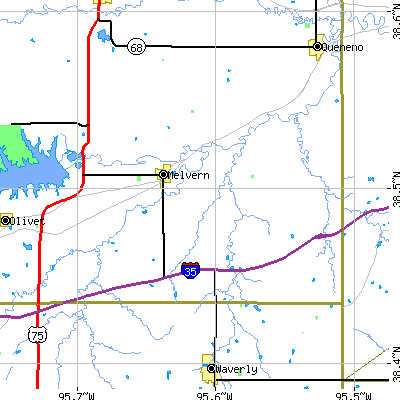 Zip code 66510 close-up map