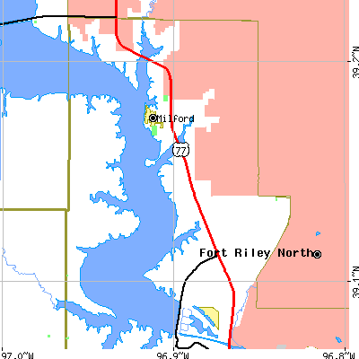 Zip code 66514 close-up map