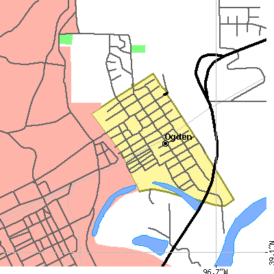 Zip code 66517 close-up map
