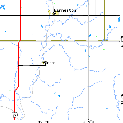 Zip code 66518 close-up map