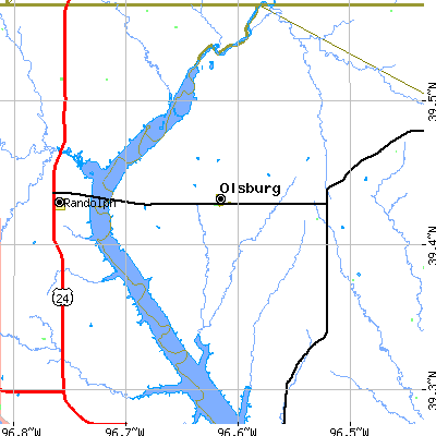Zip code 66520 close-up map