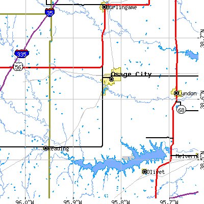 Zip code 66523 close-up map