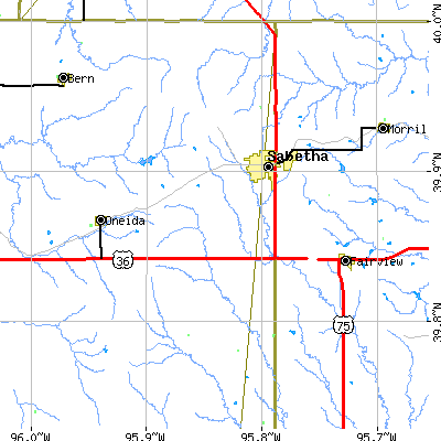 Zip code 66534 close-up map