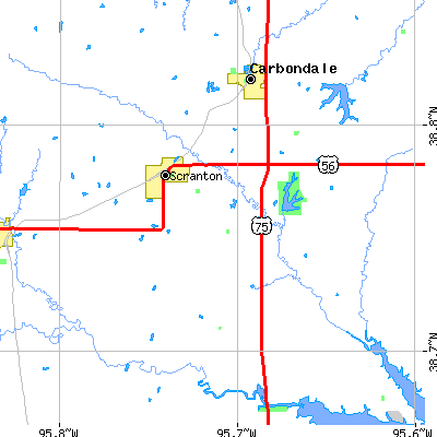 Zip code 66537 close-up map