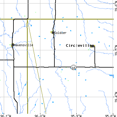 Zip code 66540 close-up map