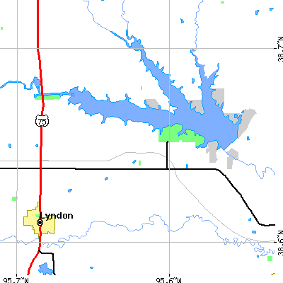 Zip code 66543 close-up map