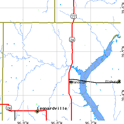 Zip code 66554 close-up map
