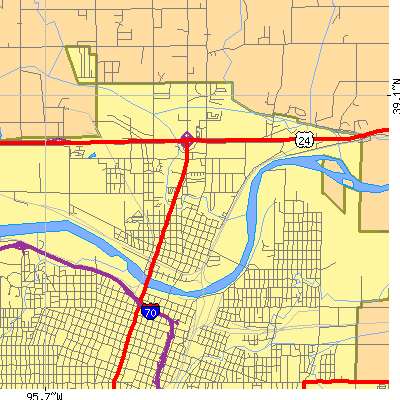 Zip code 66608 close-up map