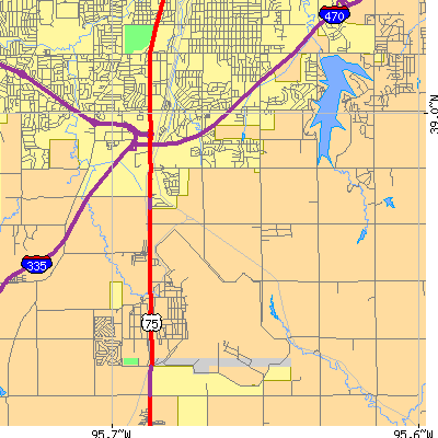 Zip code 66609 close-up map