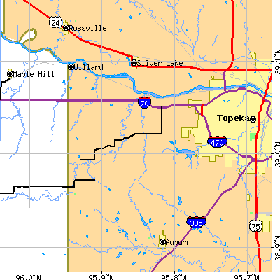 Zip code 66614 close-up map