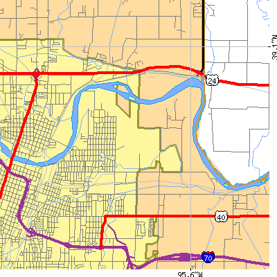 Zip code 66616 close-up map