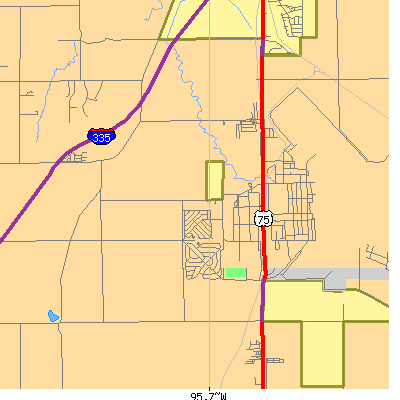 Zip code 66619 close-up map