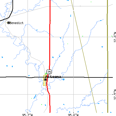Zip code 66710 close-up map