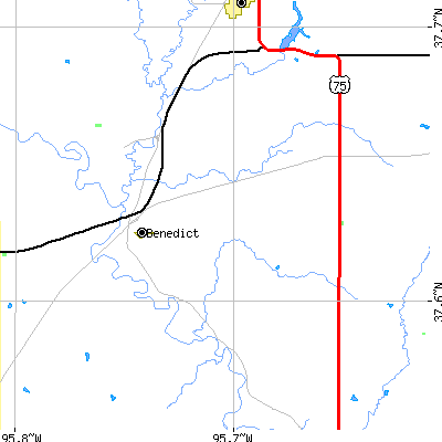 Zip code 66714 close-up map