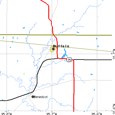 Zip code 66717 close-up map