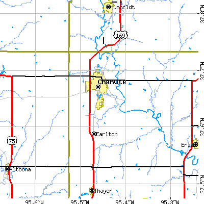 Zip code 66720 close-up map