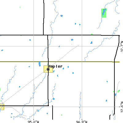 Zip code 66746 close-up map