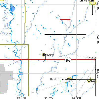 Zip code 66753 close-up map
