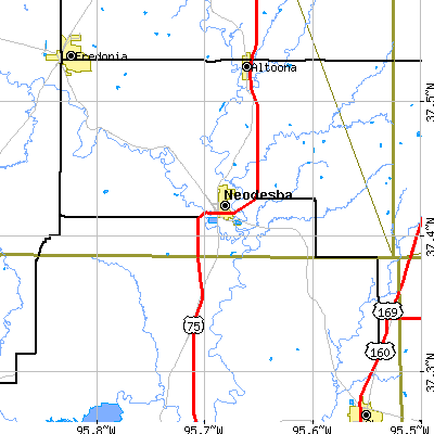 Zip code 66757 close-up map