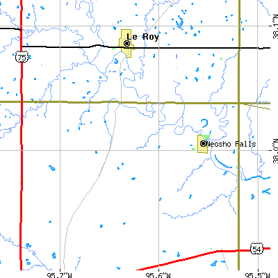 Zip code 66758 close-up map
