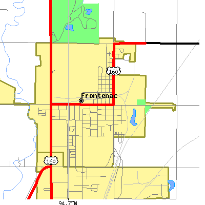 Zip code 66763 close-up map