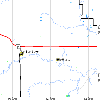 Zip code 66769 close-up map