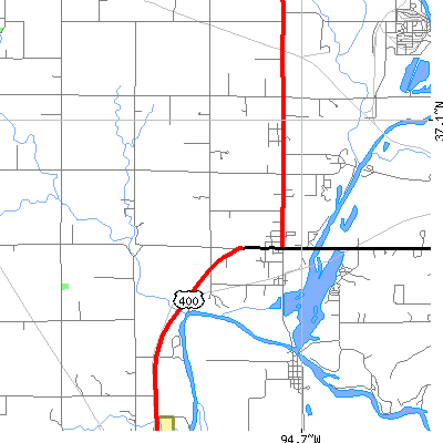 Zip code 66770 close-up map