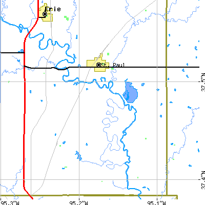 Zip code 66771 close-up map